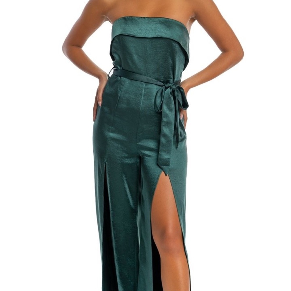 Luxxel Green Satin Jumpsuit